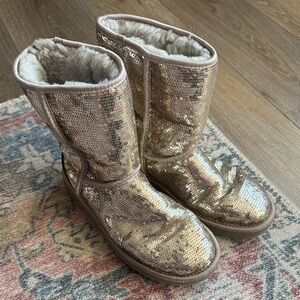 UGG Shimmering Sequin Boots with Fur
